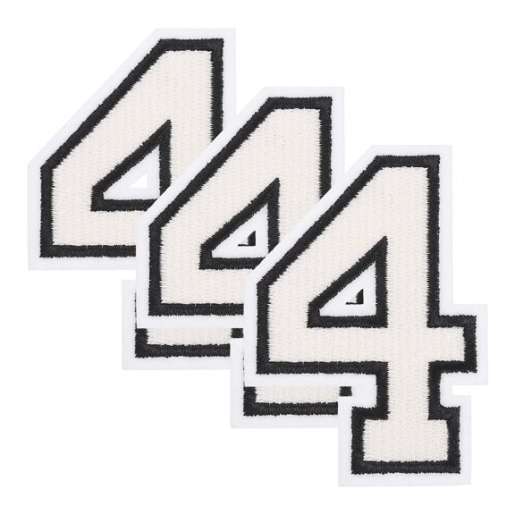 Uxcell 3 Pcs Iron on Number Patches, 3 Inch Embroidered Patches Numbers 0-9 Applique for Clothes, Shirts, Hat, Backpacks, Jeans, DIY Accessories(Number 4, White)