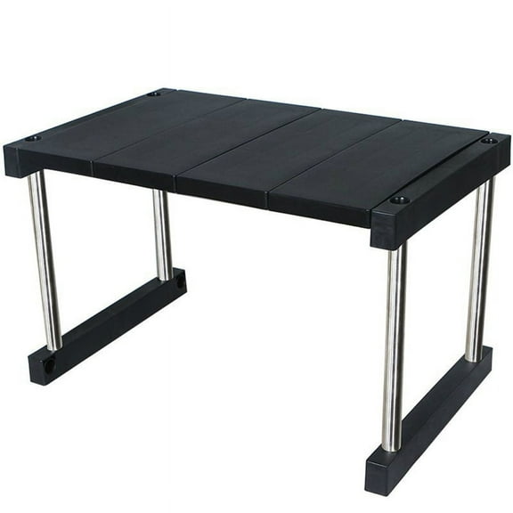 Kitchen Cabinet Counter Shelf Organizer Expandable Stackable Spice Rack for Dish Sauce Black