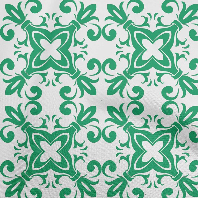 oneOone Rayon Green Fabric Asian Block Floral Craft Projects Decor Fabric Printed By The Yard 56 Inch Wide