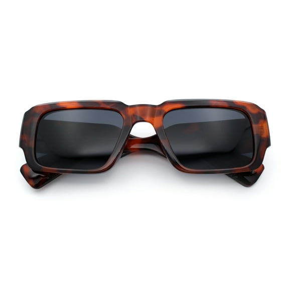 Mod Thick Plastic Minimal Plastic Retro Fashion Sunglasses Tortoise - Black