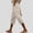 Beige, variant on Women's Capri Pants, High Waist Dstring Cotton Linen Trousers, Relaxed Straight Leg with Lace Hem and Side Pocket for Beach and Summer Wear