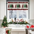 thumbnail image 3 of Merry Christmas Kitchen Curtains Tiers and Valances Set, Trees Xmas Tree Winter Red Black Buffalo Check Plaid Rod Pocket Valance Short Window Treatment Decor Curtains, 27.5"x36", 3 Pieces Set, 3 of 5