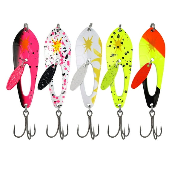 Hyasfey 5Pcs 2CM/2G 4CM/4G 6CM/10G Spinner Blade Lure with Hook Metal Rotating Sequin Spoon Spinnerbait Saltwater Freshwater Bass Fishing Accessories
