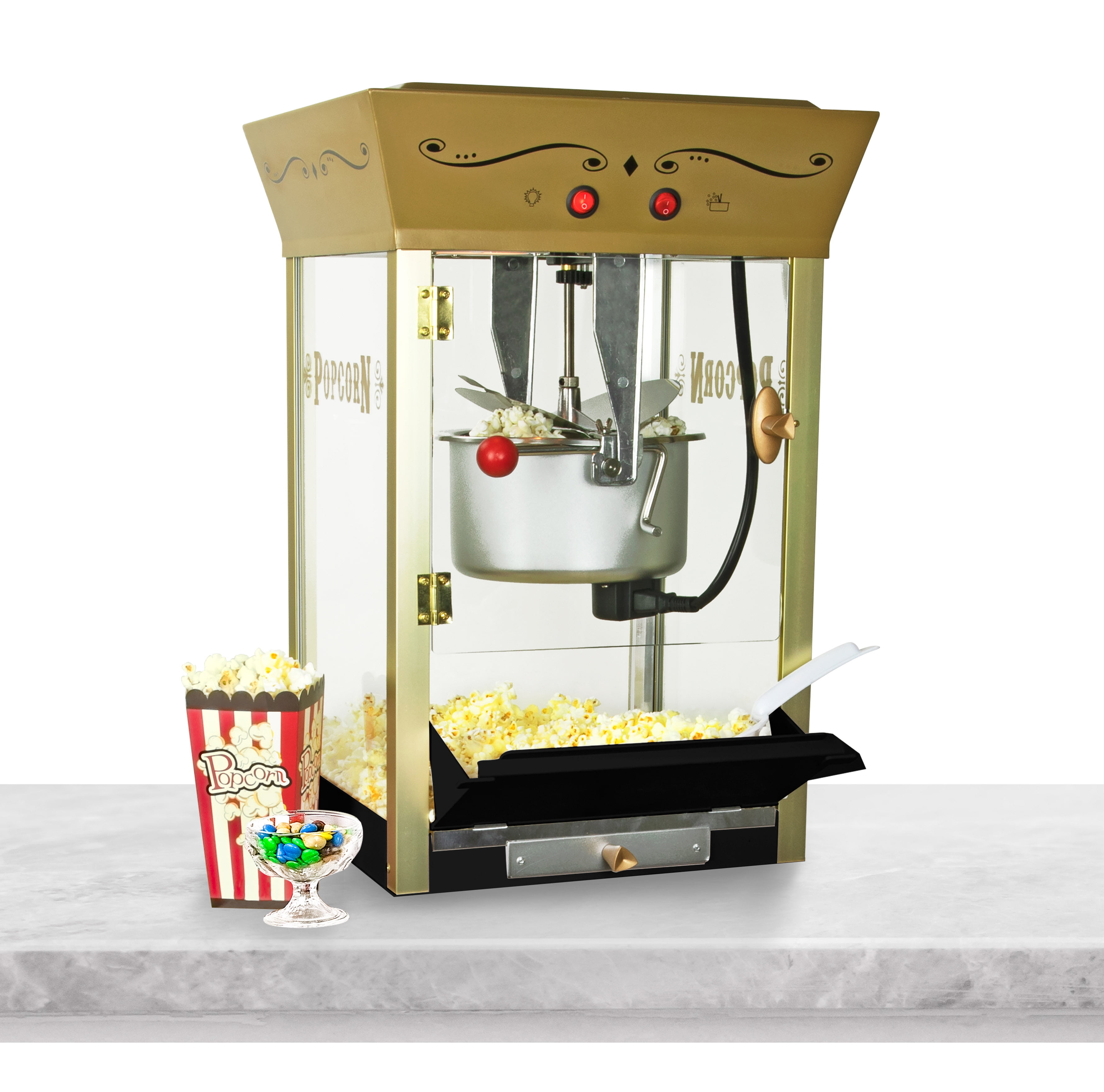 Nostalgia NKPCRTCD8IVY 53 Popcorn Cart with Candy Dispenser