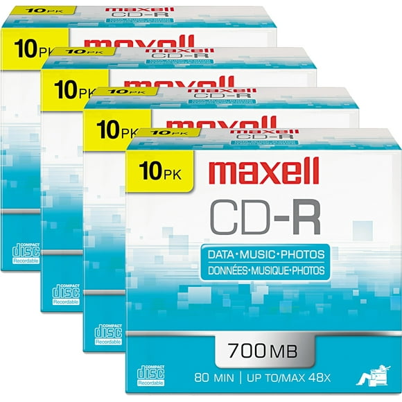 Maxell 48x CD-R Spindle, Silver, Bundle of 4