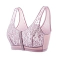 thumbnail image 2 of Feancey Plus Size Everyday Bras for Women Button Front Closure Bra Wide Strap Breathable Wireless Brassieres Full Coverage Casual Support Lift Up Bralettes Purple XXL, 2 of 6