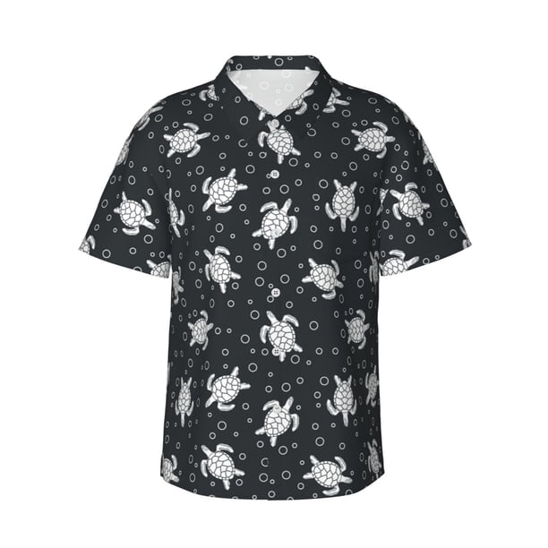 Fotbe Turtle Camisa Hawaiana para Hombre Unisex – Camisa Casual de Verano con Botones de Manga Corta de Algodón y Lino,Medium