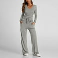 thumbnail image 7 of cocolona Womens Two Piece Sets Fall Tracksuits Long Sleeve Crop Tops Wide Leg Sweatpants Matching Lounge Sets Travel Outfits, 7 of 7