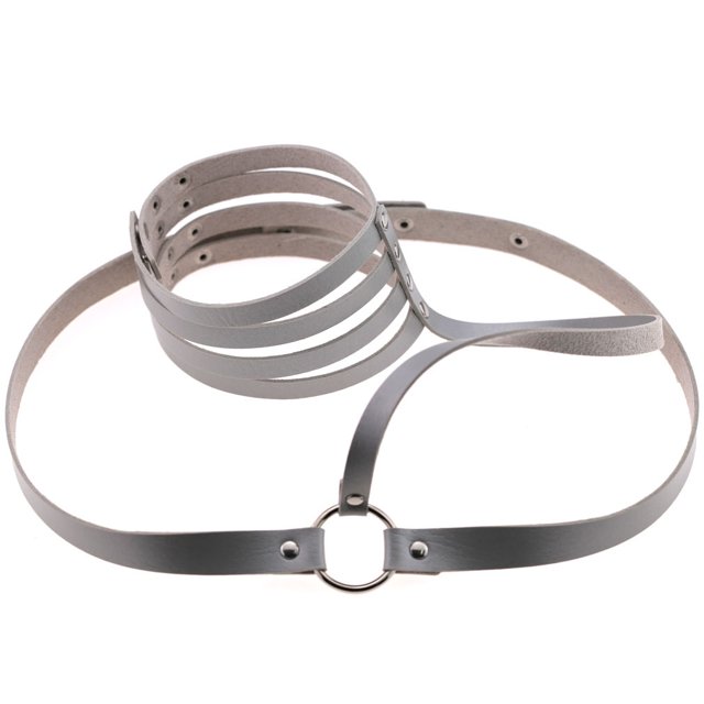 Collar de Bondage de interés Sexy europeo y americano, cinturón de tiro callejero, collar de correa de puesta en escena para club nocturno, uno plateado(3 piezas) ShuxiuWang 9024715029188