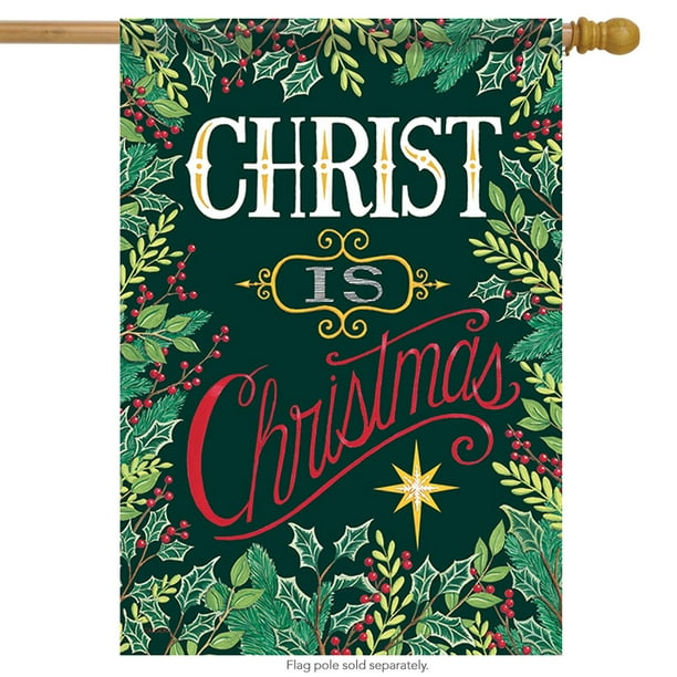 Amazon.com : traditional christams house flags 28 x 40 double sided Christ is Christmas House Flag Holiday Religious Double Sided 28" x 40