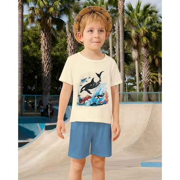 ZOEREA Toddler Boy Clothes Kids Summer Short Sleeve T-Shirt and Shorts Outfit 2 Piece Sweatsuit Clothing Set 2-7T