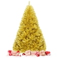 thumbnail image 1 of Patiojoy 6 FT Artificial Tinsel Christmas Tree Hinged Decoration Tree Champagne Gold, 1 of 10