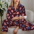 thumbnail image 6 of Fotbe American Stars1 Pattern Long Sleeve Pajama Set for Women,Sleepwear Set,2-piece Loungewear Set,Soft PJs Comfy Nightwear with Pockets -, 6 of 7