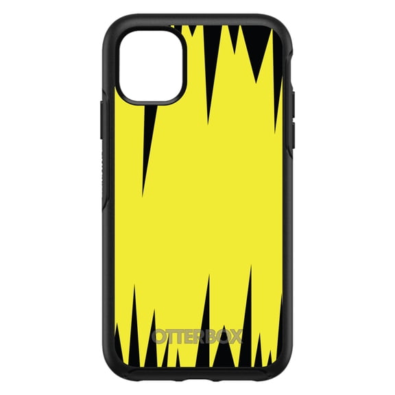 DistinctInk OtterBox Symmetry Custom Case for Apple iPhone 15 (6.1" Screen) - Yellow Black Spikes - Raised Bezel Screen Guard