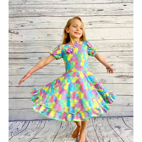 Easter Twirly Bunny Dress with Pockets!