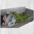 thumbnail image 6 of Nature Soft Flannel Fleece Throw Blanket, Giraffe Goes on Grass Against Mountain Tropical Landscape, Cozy Plush for Indoor and Outdoor Use, 50" x 70", Fern Green Baby Blue, by Ambesonne, 6 of 6