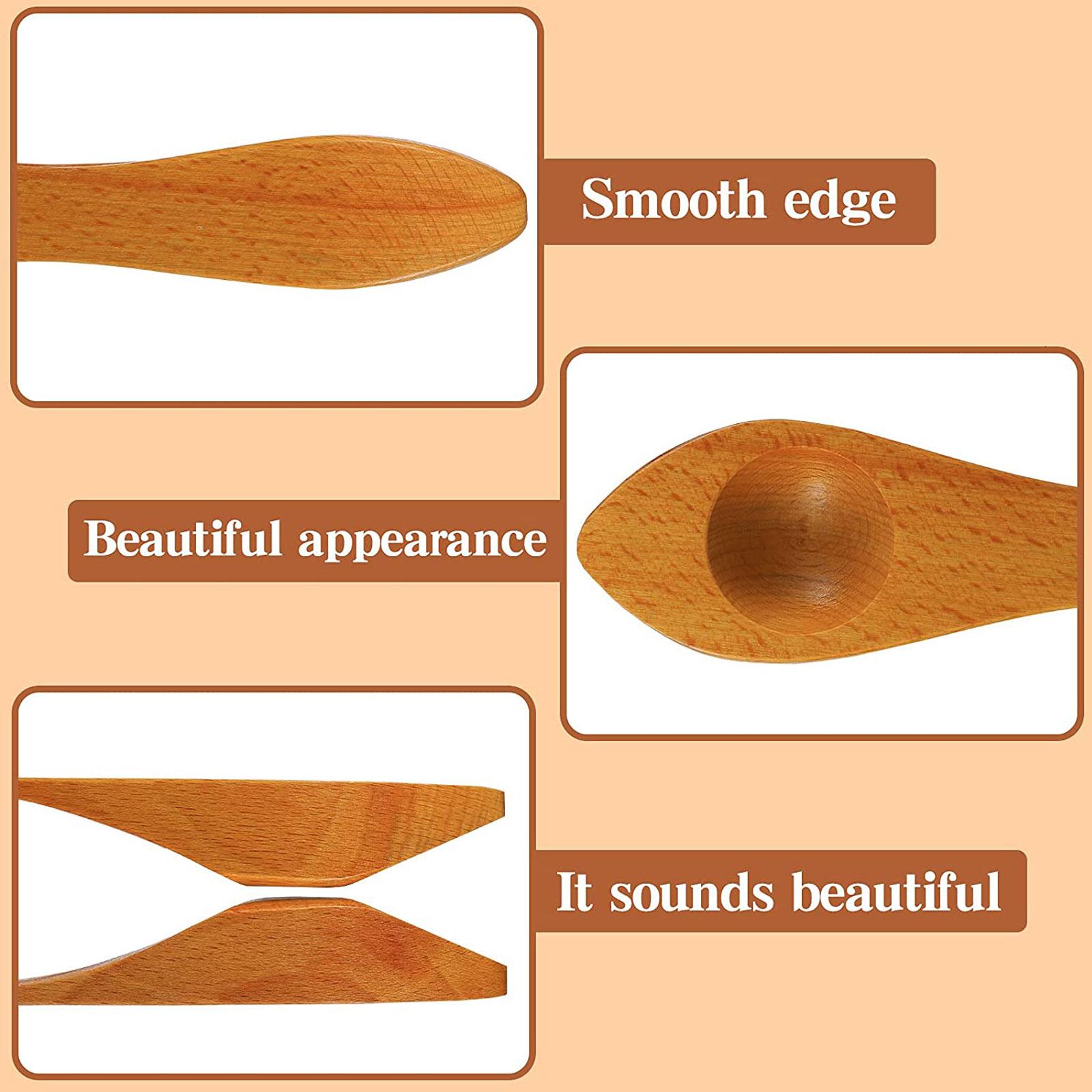 2 Pieces Wooden Musical Spoons Folk Percussion Instrument Natural Wood Musical