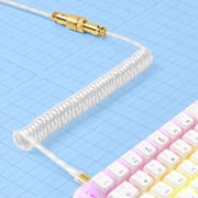 Mamba Snake Custom Transparent Coiled Keyboard Cable for Gaming Keyboard, Double-Sleeved Mechanical Keyboard Cable with Detachable Metal Aviator, 2.0M(0.66ft) USB-C to USB-A Keyboard Wire(Crystal)