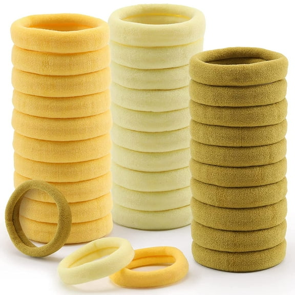 100 PCS Hair Ties, Soft Seamless Hair Bands for Thick Thin Hair, Ponytail Holders, Elastic Hair Ties for Women, Men, Girls, No Cease Nylon Hair Ties, No Damage Hair Accessories, Warm Yellow