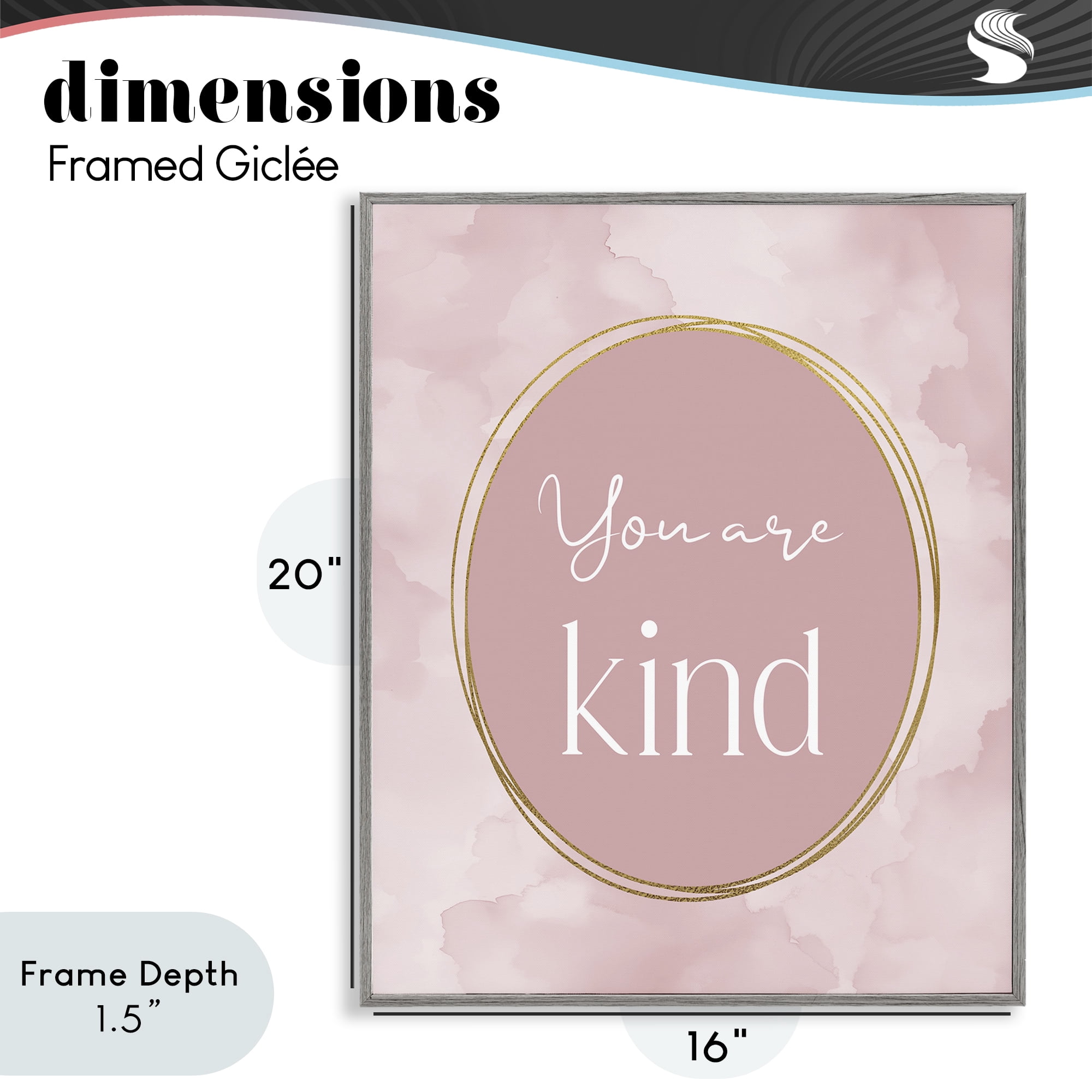 Stupell Industries Pink Golden Affirmation Gray Framed Giclee Art, design by Christine Simpson Art