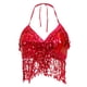 thumbnail image 1 of Traje de danza del vientre, trajes de actuación, tops de sujetador, camiseta sin mangas sexy, ropa de club rave rojo, 1 of 9