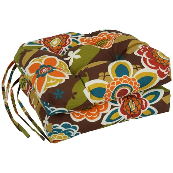 Blazing Needles 16-inch Polyester Patterned Outdoor U-shaped Chair Cushions (Set of 2)