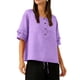 thumbnail image 3 of Camisetas de Manga Larga de Verano para las Mujeres Color Sólido Cuello Redondo Regular, Camisetas de Manga Corta de Verano para las Mujeres, 3 of 7