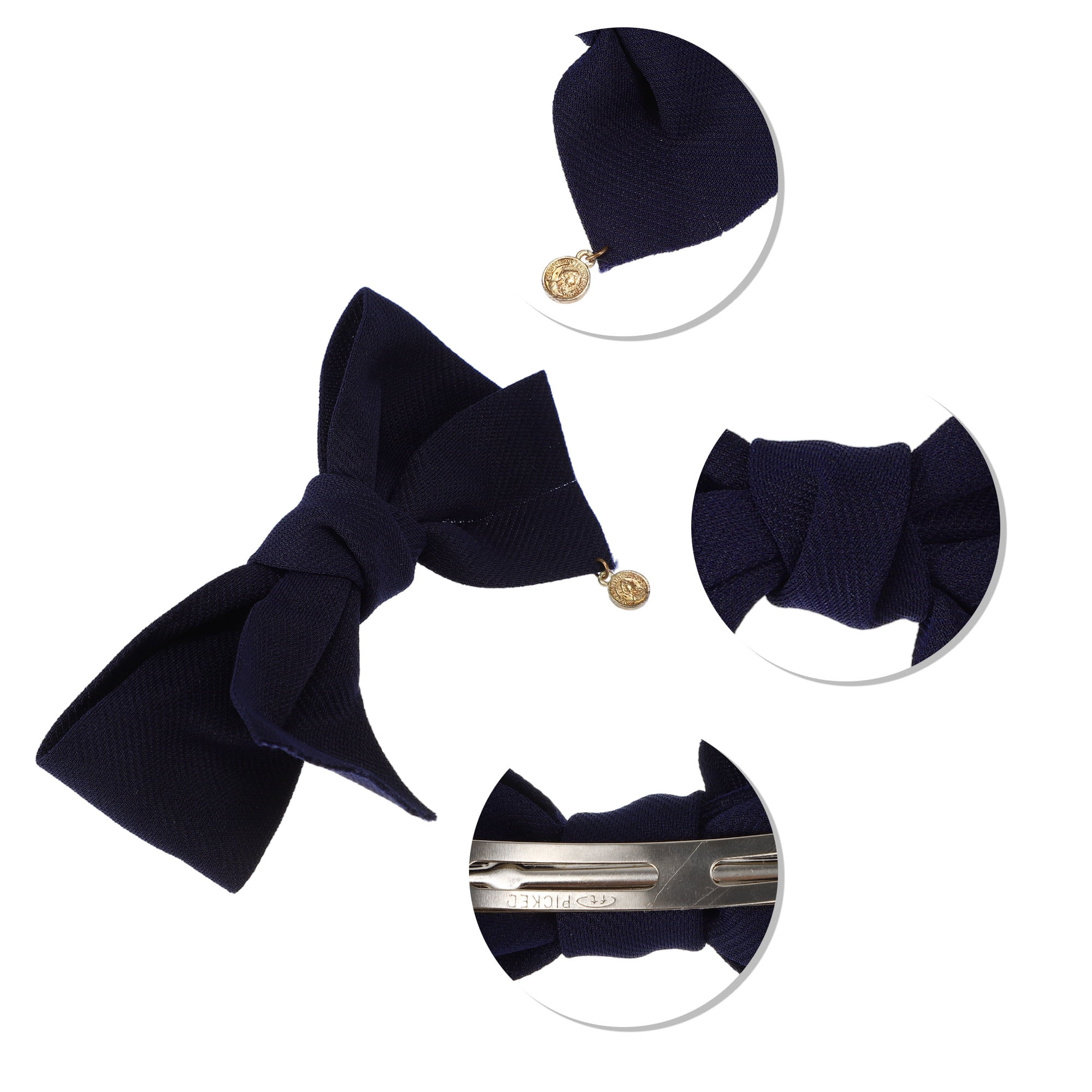 Unique Bargains Classic Bow Hair Clips Hairdo Clip Deep Blue