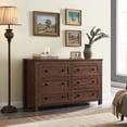 thumbnail image 6 of OKD Farmhouse 6-Drawer Dresser Chests for Bedroom, Wood Rustic Tall Chest of Drawers, Brown, 6 of 7