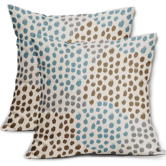 Brown Blue Pillow Covers 20x20 Set of 2 Boho Design Gray Polka Dot Throw Pillows Modern Art Trendy Print Decorative Outdoor Pillowcase Square Cushion Cover Linen Pillow Case for Home Sofa Couch Bed