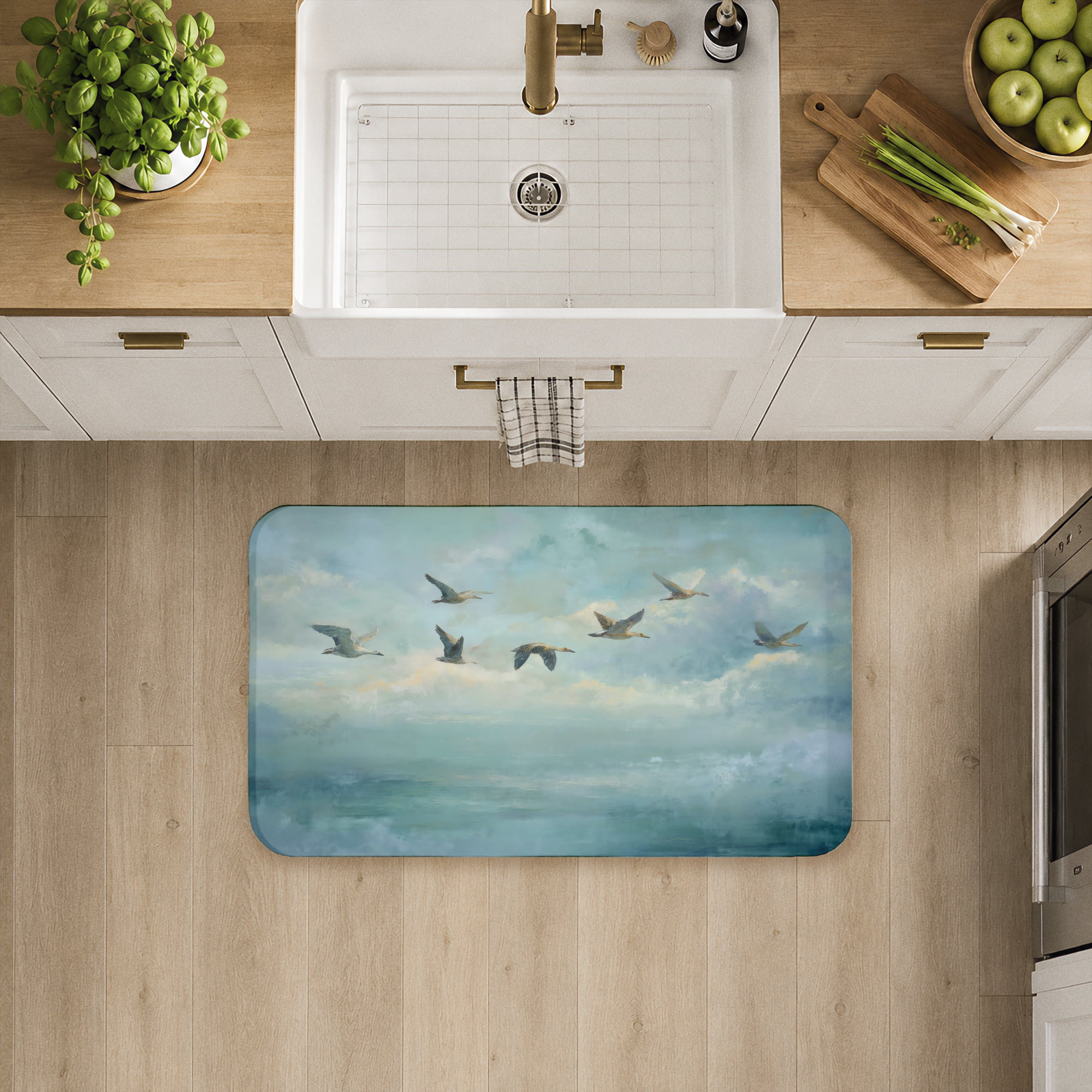 Stupell Industries Blue Skies & Flock of Geese Printed Anti-Fatigue Floor Mat, design by Petals Prints Design