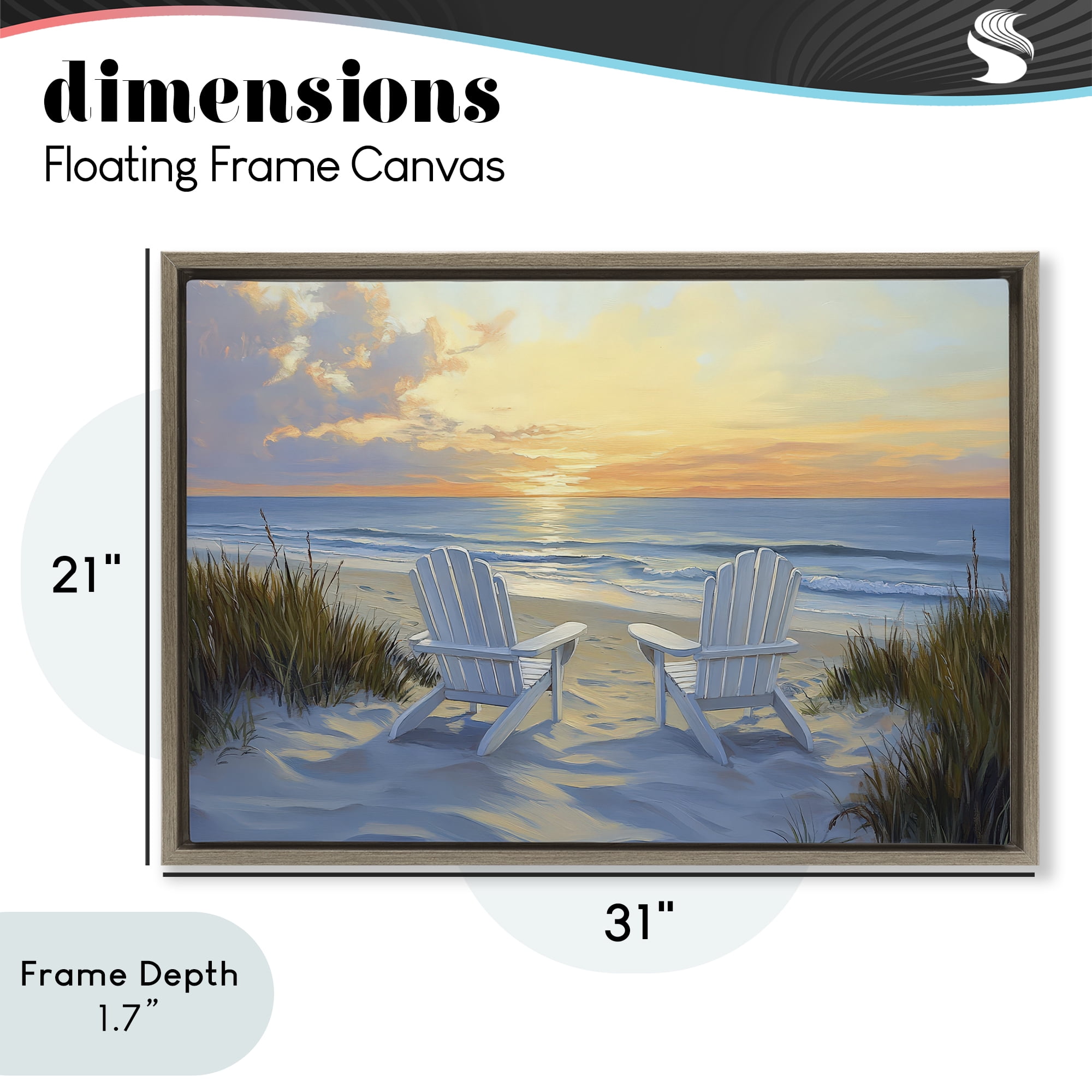 Stupell Industries Calm Beach Sunset Overlook Brown Framed Floater Canvas Wall Art, design by Petal Prints Design