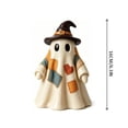 thumbnail image 3 of Liamobondopolis Patchwork Ghost Resin Figurine With Floral Bow and Pumpkin Bucket Halloween Decor and Vintage Halloween Decor for Tabletop Displays, 3 of 8