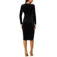 thumbnail image 3 of INSPIRE CHIC Women's Fall Winter Elegant Velvet Long Sleeve Wrap V Neck Ruched Bodycon Cocktail Party Midi Dress, 3 of 6