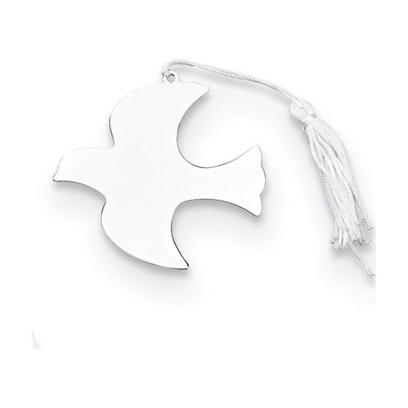 FB Jewels Nickel-plated White Tassel Engravelable Dove Ornament