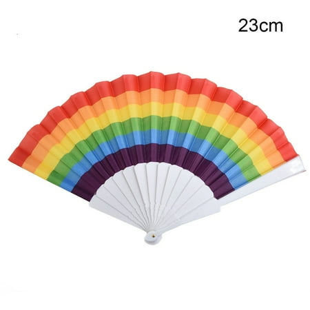 

Leke 21cm 23cm folding fan manual folding fan bamboo fan rainbow folding fan