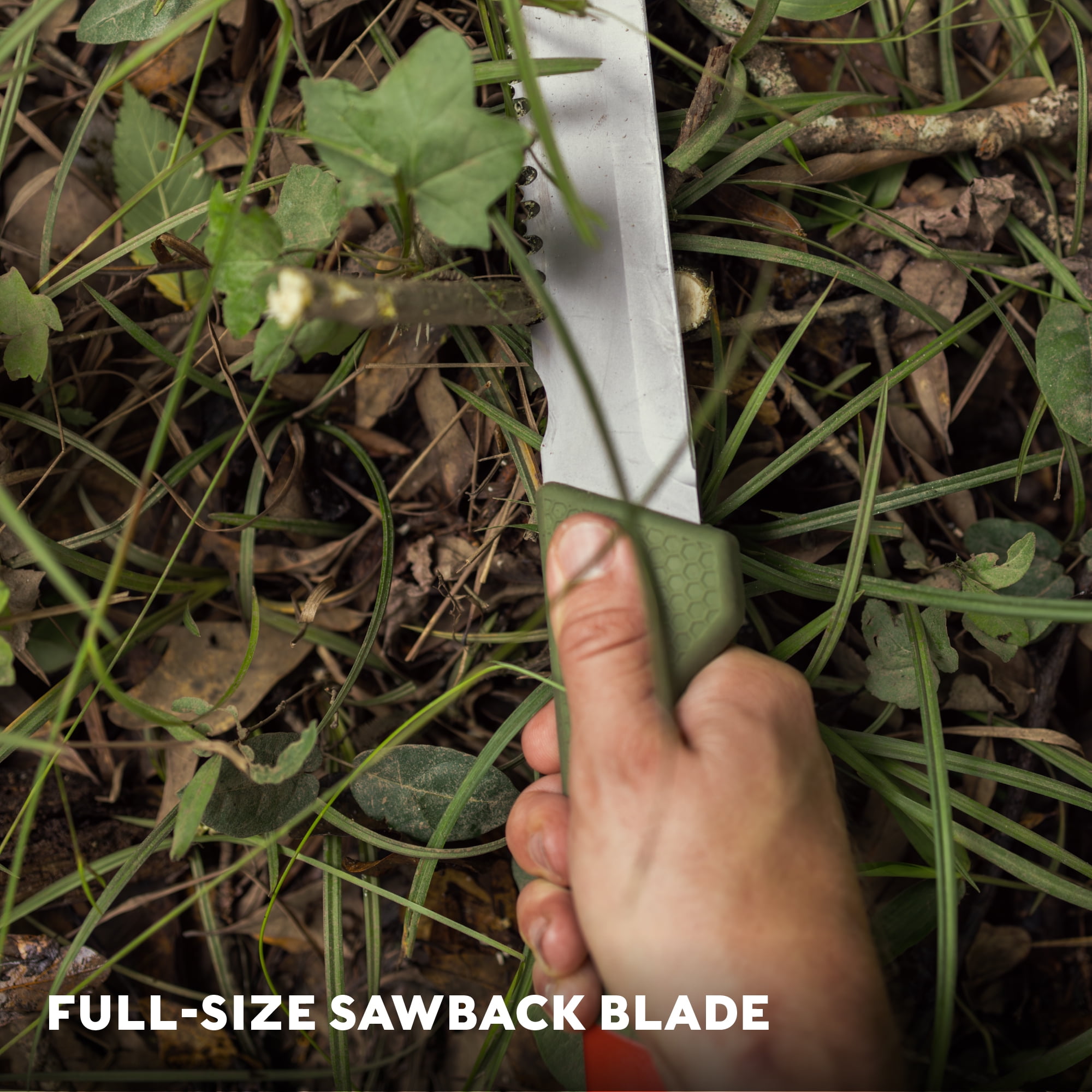 Swiss Tech 18-inch Sawtooth Machete, Titanium-Coated Stainless Steel Blade, Green