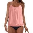 thumbnail image 7 of vigerkar Women's Solid Color Cami Casual Pleated Chiffon Tank Top 2 Piece Tankini Bathing Suit (Light Pink, S), 7 of 7