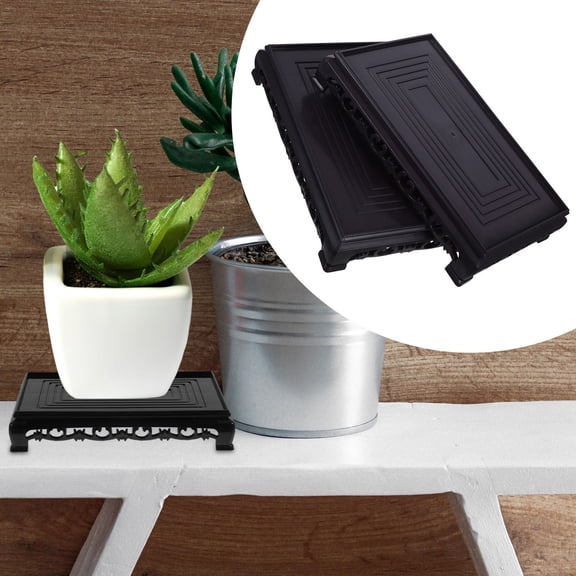 Raindrops Black Plastic Plant Stand for Home Display with Sturdy Structure Perfect for Indoor Plants and Vase 2 Pcs