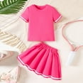 thumbnail image 2 of Kogui Girls Outfits Dressy Girl's Skirt Sets 2 Piece Outfit Summer Clothes Tops Ruffle Mini Skirts Size 6-7 Years (Hot Pink,6-7 Years), 2 of 9
