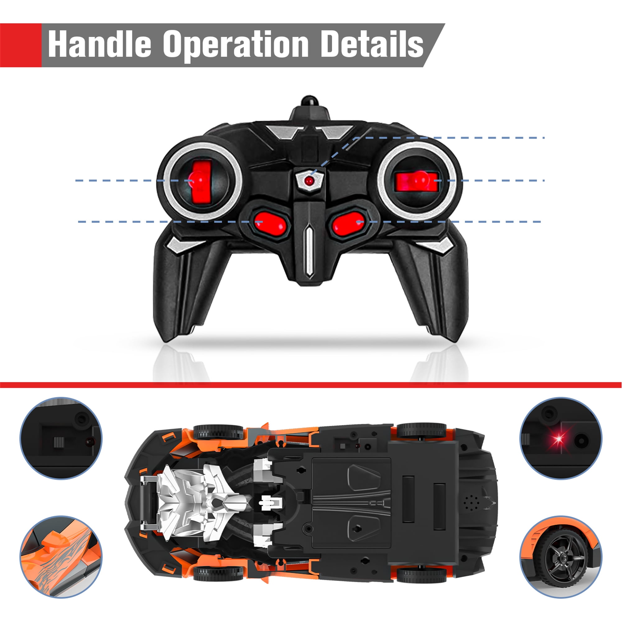 Wupuaait 1:18 RC Car Lamborghini Transformer Electric Remote Control Racing Car Toys Gift for 3-12 Years Old Kids, Orange