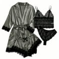 thumbnail image 1 of LSLJS 4PC Women Sexy Garter Lingerie Set Robes Lace Bodysuit Deep-V Neck Underwear, 1 of 2
