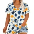 thumbnail image 2 of Ichuanyi Plus Size Tops for Women Summer Printing Loose Fit Tee Shirts V Neck Short Sleeve Top Blouse, 2 of 5