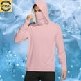 thumbnail image 2 of ZCFZJW Fishing Shirts for Men, Lightweight Quick Dry Summer Hooded Sun Shirt with Mask Long Sleeve UPF 50 Rash Guards Cooling Lightweight Hoodies Tops Pink#02 XXXL, 2 of 7