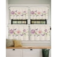 thumbnail image 2 of Pink Flowers Short Blackout Curtains 36 Inch Long Spring Watercolor Pastoral Linen Texture Rod Pocket Kitchen Curtains, 2 Panels Thermal Insulated Room Darkening Drapes for Bedroom, 42"W x 36"L, 2 of 5