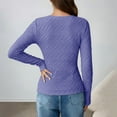 thumbnail image 5 of ZHYou Women Slim Fit Leaf Pattern Knit Tops,Long Sleeve,Round Neck Stretchy Soft Fashion Sweaters,Purple,Size 2XL, 5 of 8