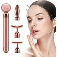 thumbnail image 2 of Barra de belleza 4 en 1 Oro de 24 quilates Pulsmassagegerät für das Gesicht, elektrisches Jade Roller Gesichtsmassagegerät Rosenquarz, Für Stirn, Wange, Hals, Arm, Augen, Nase, Anti-Falten, Hautstraffung MFZFUKR LN-1624, 2 of 6