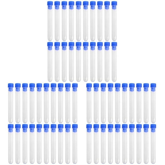 Tubes Lids Clear Glass Bottle Liquid Test Experiments Container Disposable 60 Pcs
