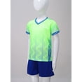 thumbnail image 3 of JanJean Soccer Uniforms for Kids Boys Football Jersey V Neck Practice T Shirt and Sport Shorts Set Fluorescent Green S, 3 of 7