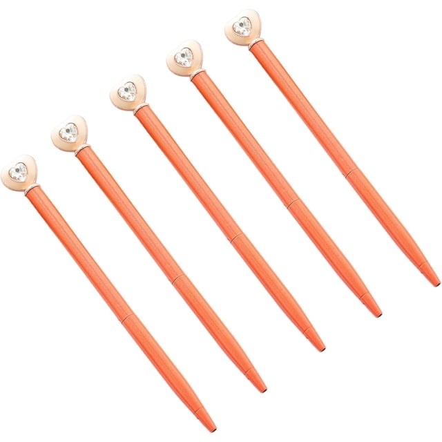 6Pcs Heart Crystal Ballpoint Pen Twist Action Ballpoint Pen Smooth to Write